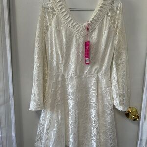 Ultra Pink Lace Long Sleeve Dress